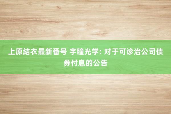 上原結衣最新番号 宇瞳光学: 对于可诊治公司债券付息的公告