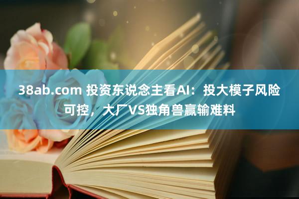 38ab.com 投资东说念主看AI：投大模子风险可控，大厂VS独角兽赢输难料