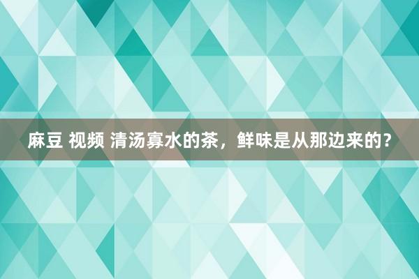 麻豆 视频 清汤寡水的茶，鲜味是从那边来的？