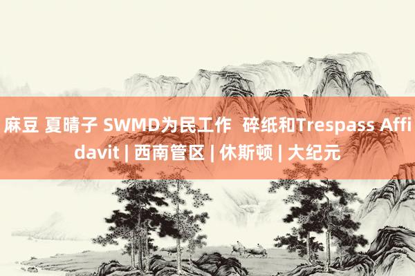 麻豆 夏晴子 SWMD为民工作  碎纸和Trespass Affidavit | 西南管区 | 休斯顿 | 大纪元